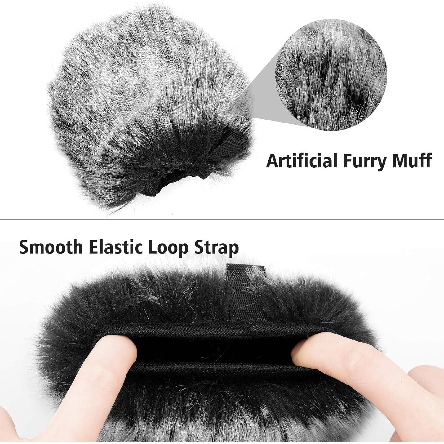 Windscreen Pop Filter Compatible with AT2020,Mic Foam Cover+Furry Windscreen Muff Wind Compatible with Audio Technica at2020 at2035 at2500 at2050 at4040,Chromlives Furry & Foam Microphone Cover 2Pack