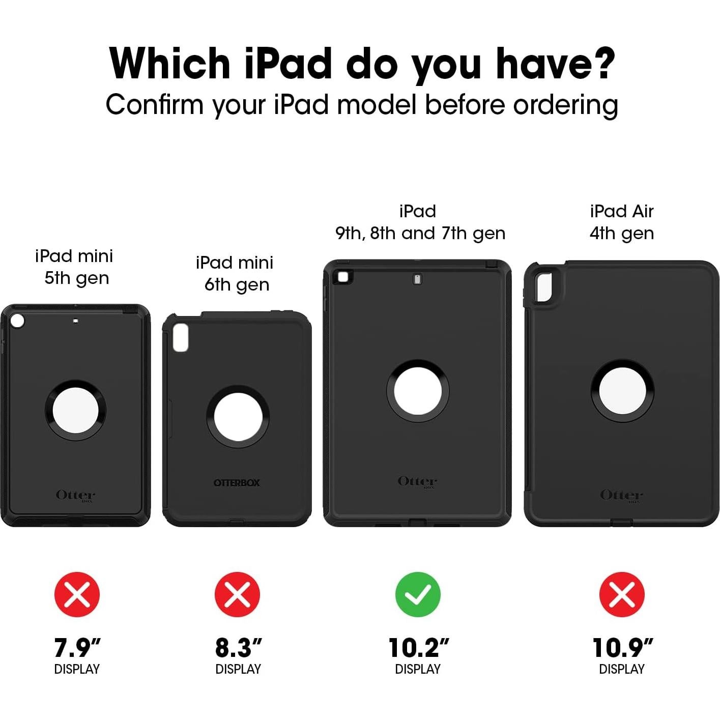 Funda OtterBox Defender para iPad 7ª, 8ª y 9ª Gen - Negro