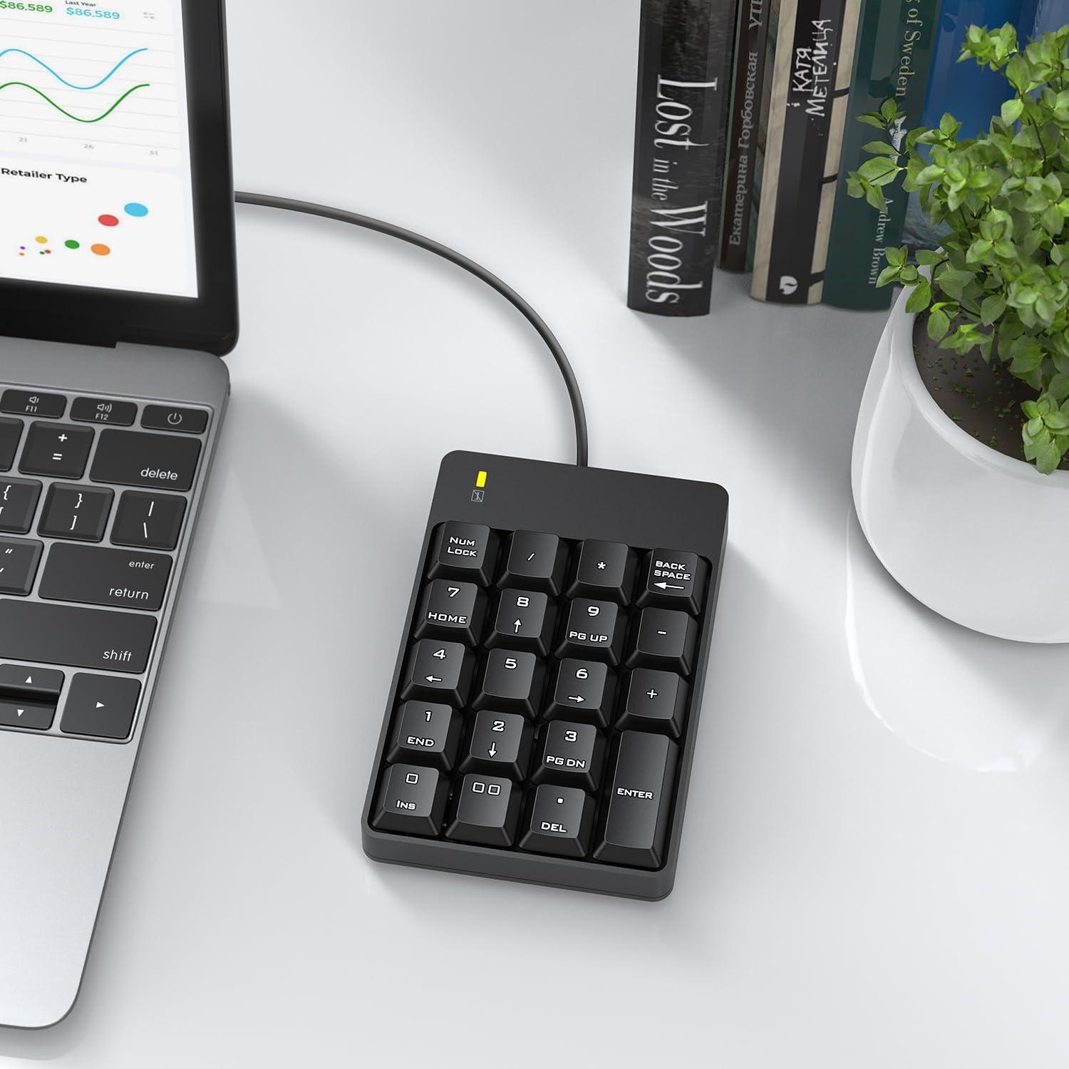 Teclado Numérico USB con Cable TechGarden 19 Teclas Negro