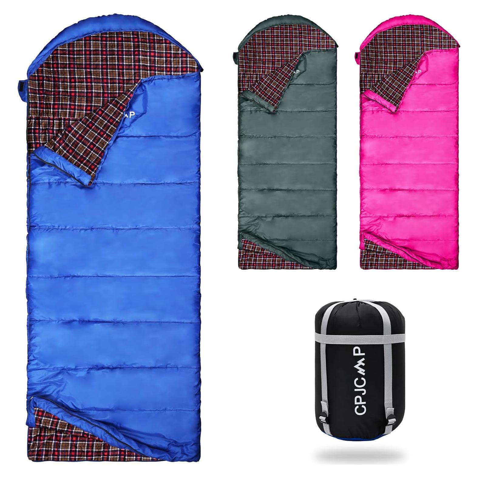 Saco de Dormir CPJCMP 0°C XXL Franela Verde Camping