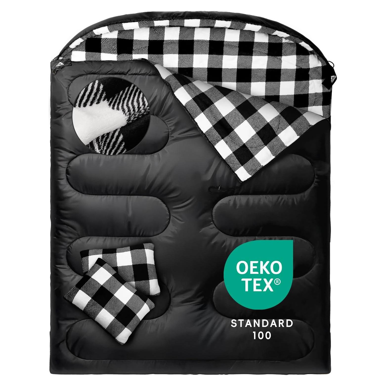 Saco de Sueño Doble MEREZA 220x150 cm Franela para 2 Personas