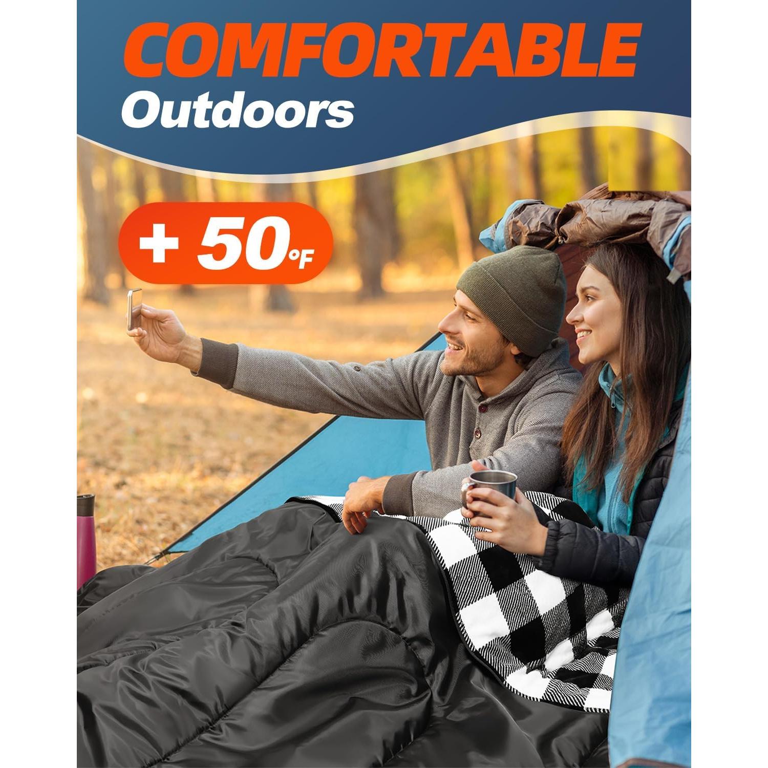 Saco de Sueño Doble MEREZA 220x150 cm Franela para 2 Personas