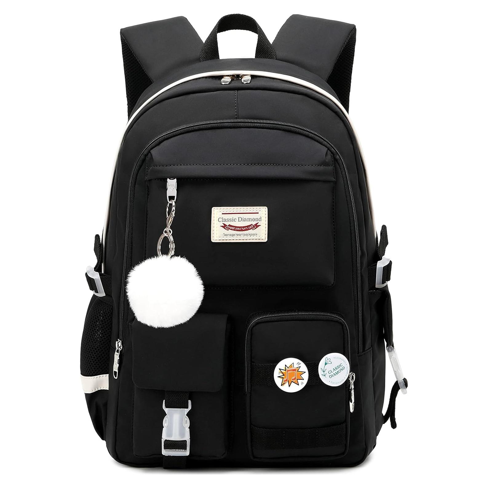 Mochila Escolar Kawaii Classic Diamond 20L Negro 39.6cm