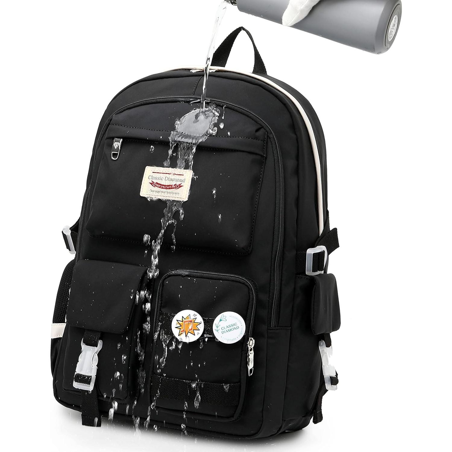 Mochila Escolar Kawaii Classic Diamond 20L Negro 39.6cm