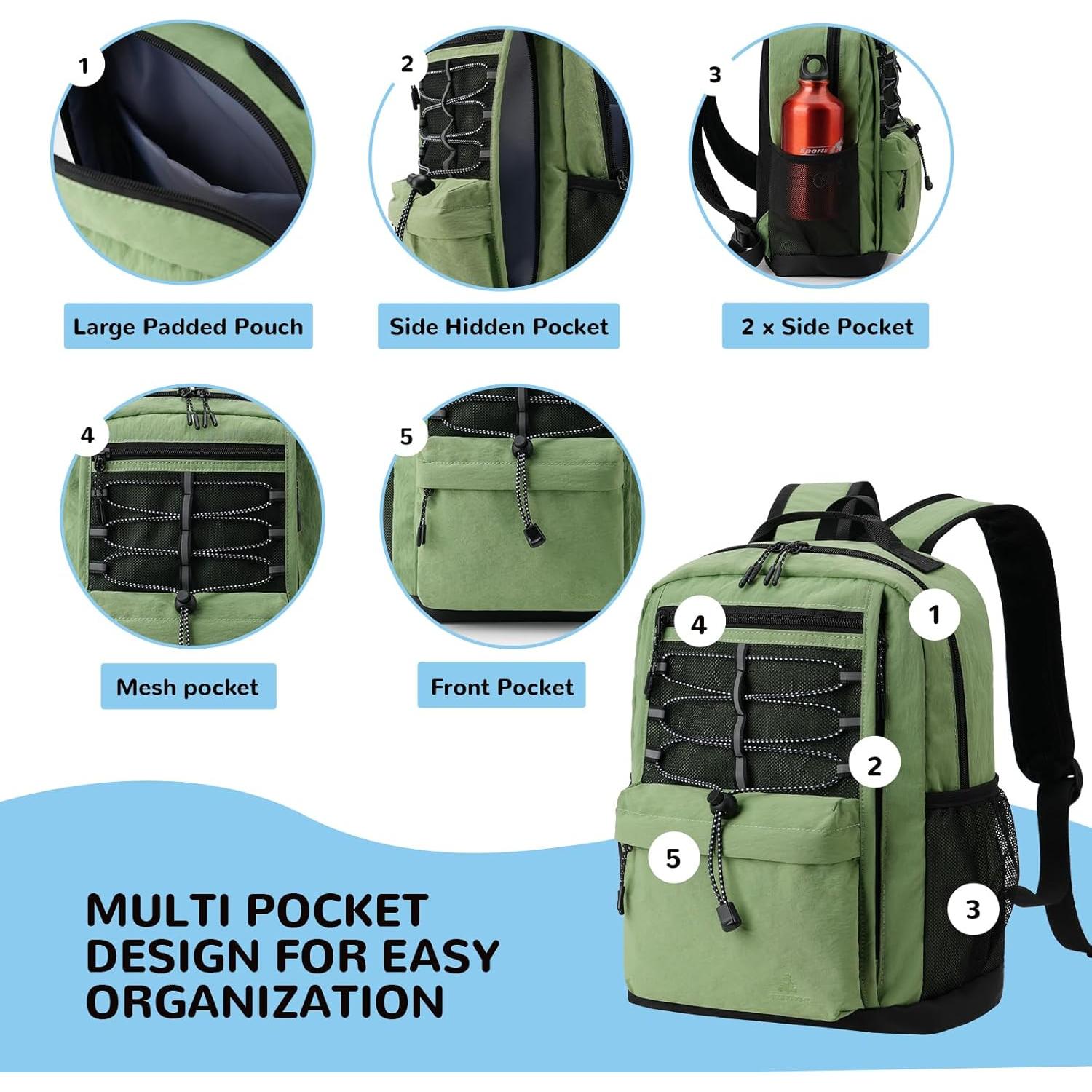 Mochila Infantil Bseash 10L Impermeable Verde Militar