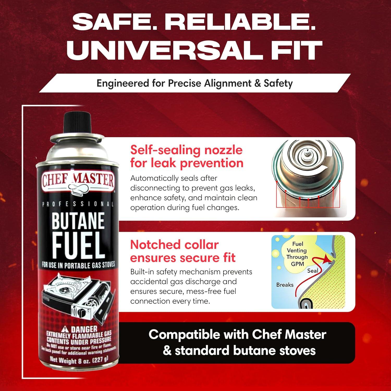 Latas de Combustible Butano Chef Master 72x8oz para Camping