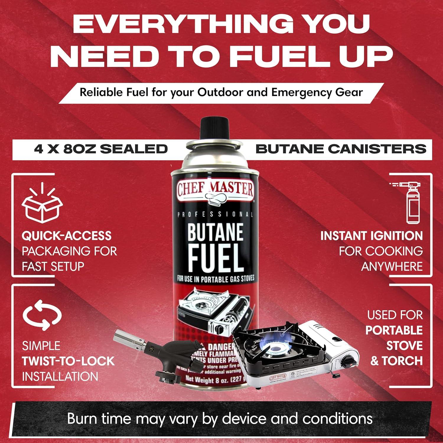 Latas de Combustible Butano Chef Master 72x8oz para Camping