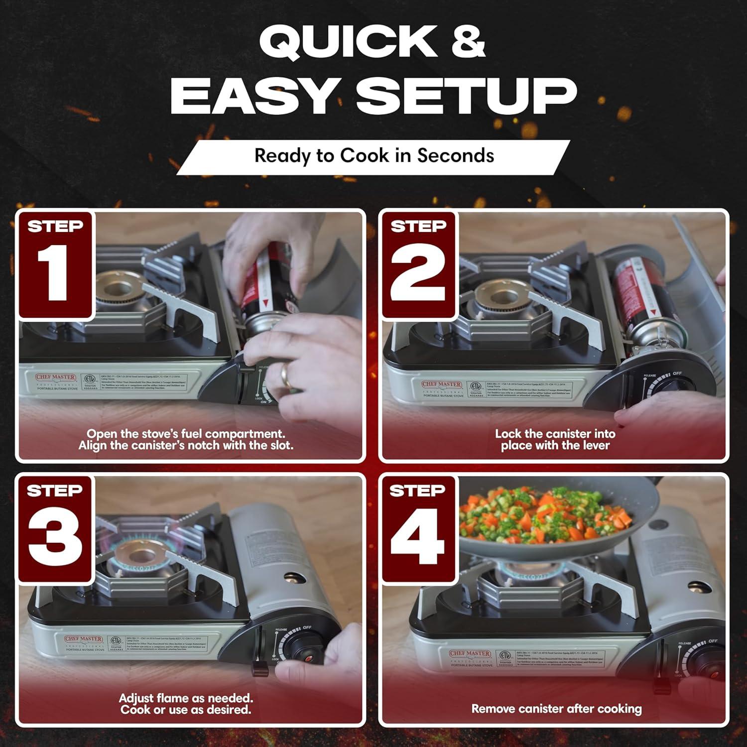 Latas de Combustible Butano Chef Master 72x8oz para Camping