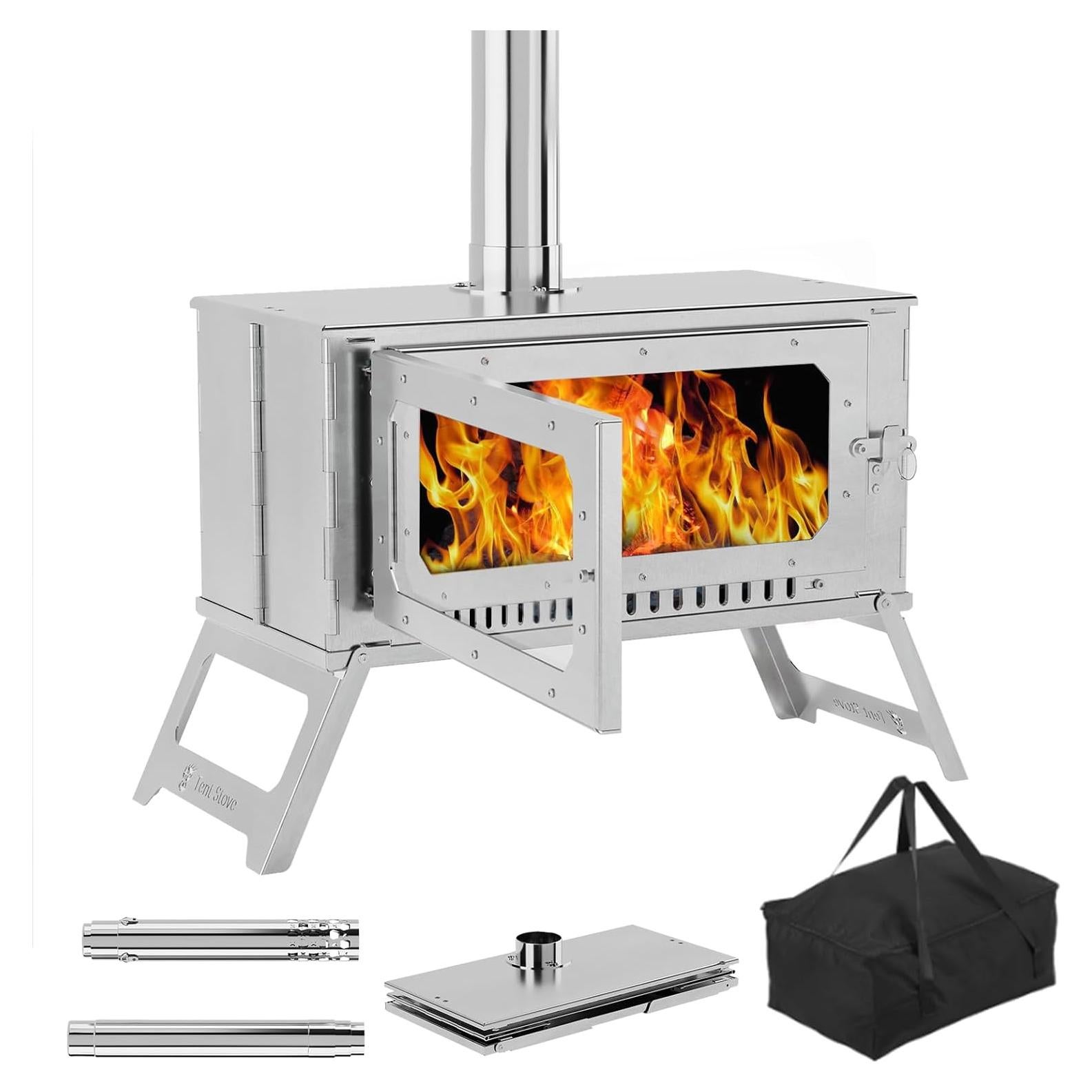 Estufa de Tienda Portátil STMHOM de Acero Inoxidable 62.2 cm