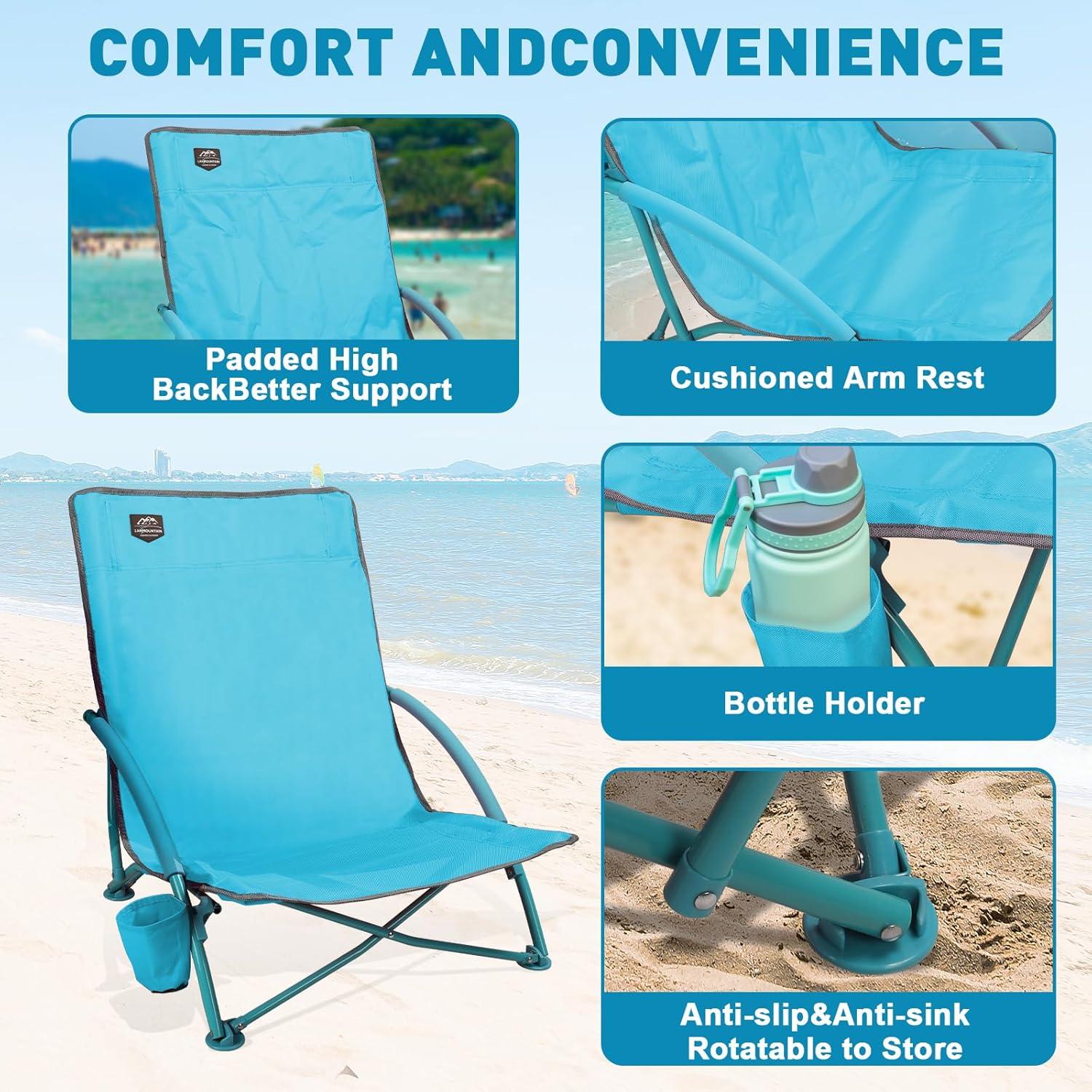 Paquete de 2 Sillas de Playa Bajas LANMOUNTAIN Azul