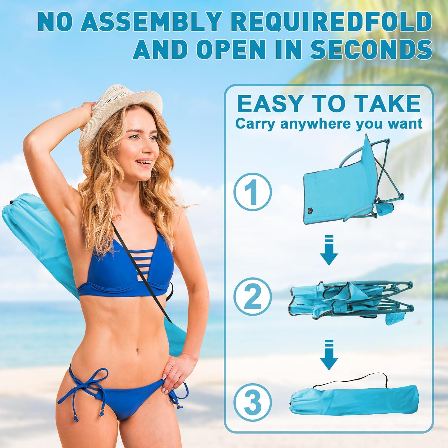 Paquete de 2 Sillas de Playa Bajas LANMOUNTAIN Azul