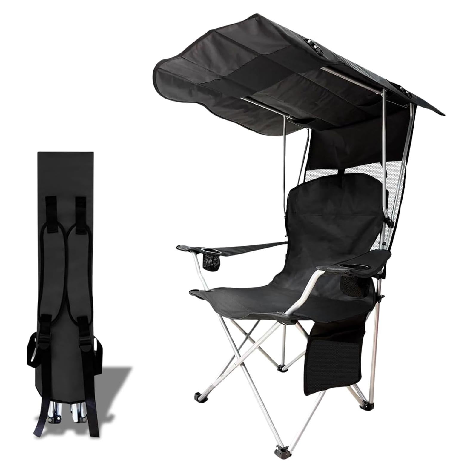 Silla de Camping Plegable CAMP SOLUTIONS con Dosel y Portavasos