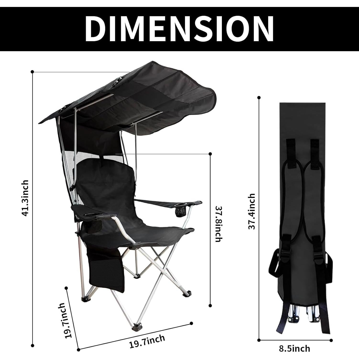 Silla de Camping Plegable CAMP SOLUTIONS con Dosel y Portavasos