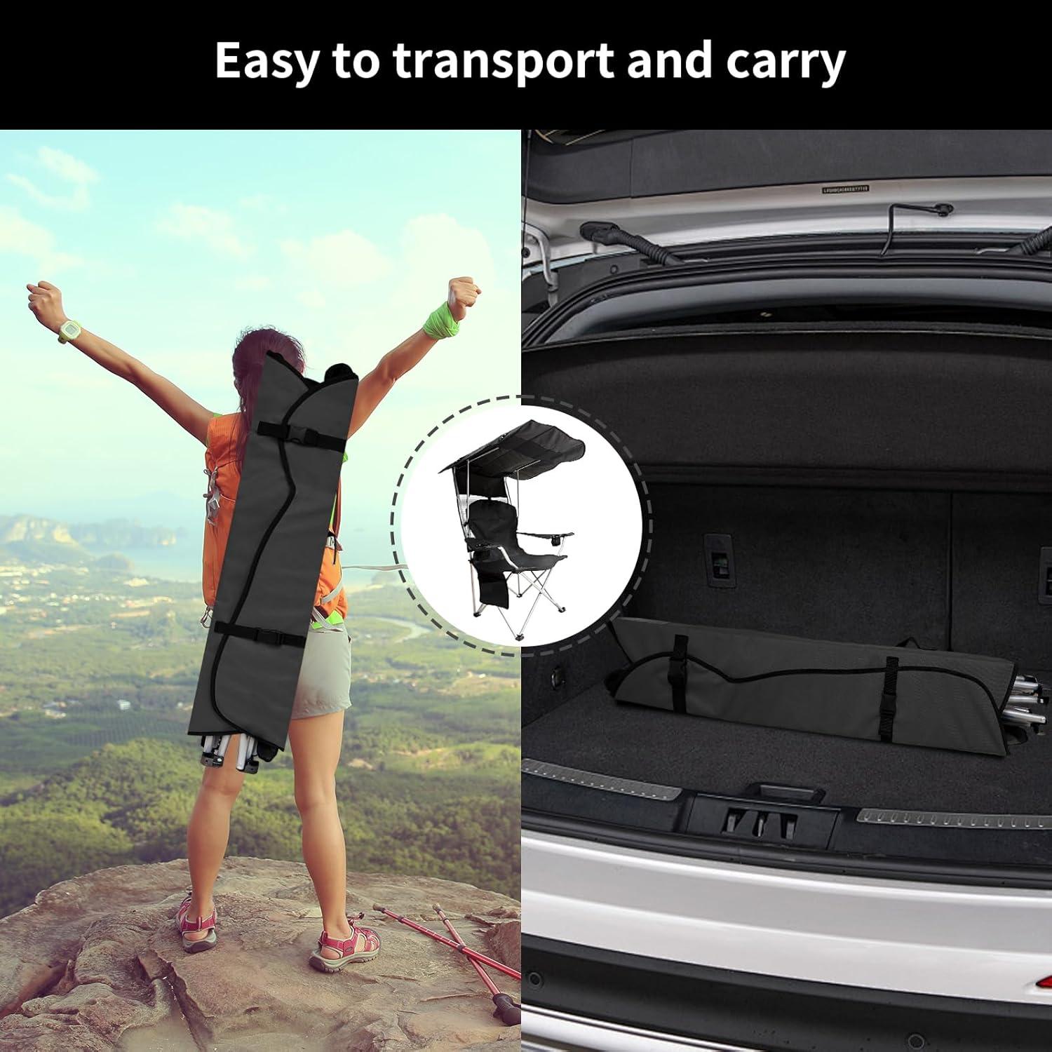 Silla de Camping Plegable CAMP SOLUTIONS con Dosel y Portavasos