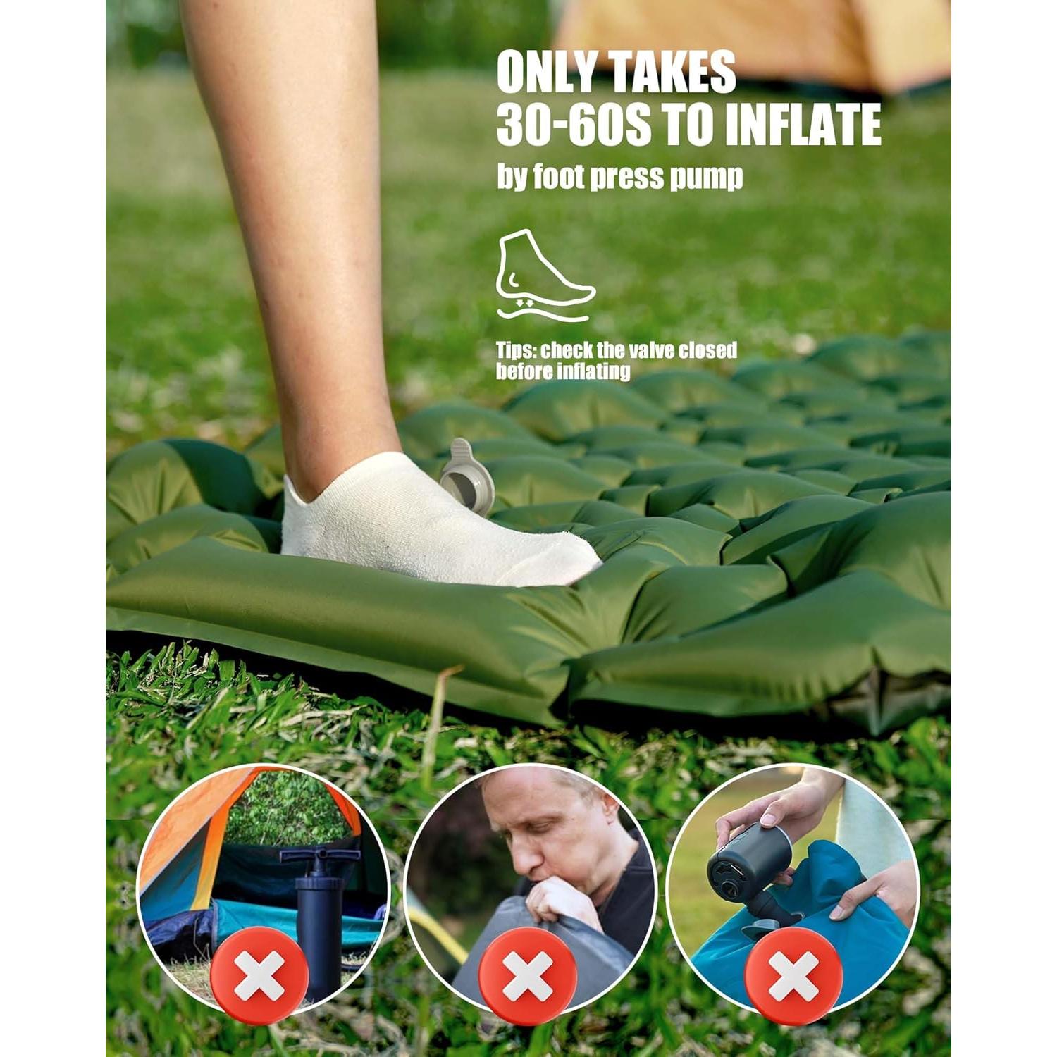 Colchoneta de Camping Autoinflable AKSOUL 3.94" Gruesa 200 kg