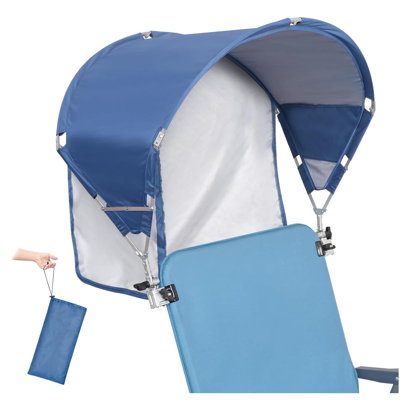 Universal Chair Canopy Umbrella, UPF 50+ Sun Shade with Adjustable Clamp Clip for Beach, Camping, Sports, Lawn, Zero Gravity, Wheelchair, Wagon