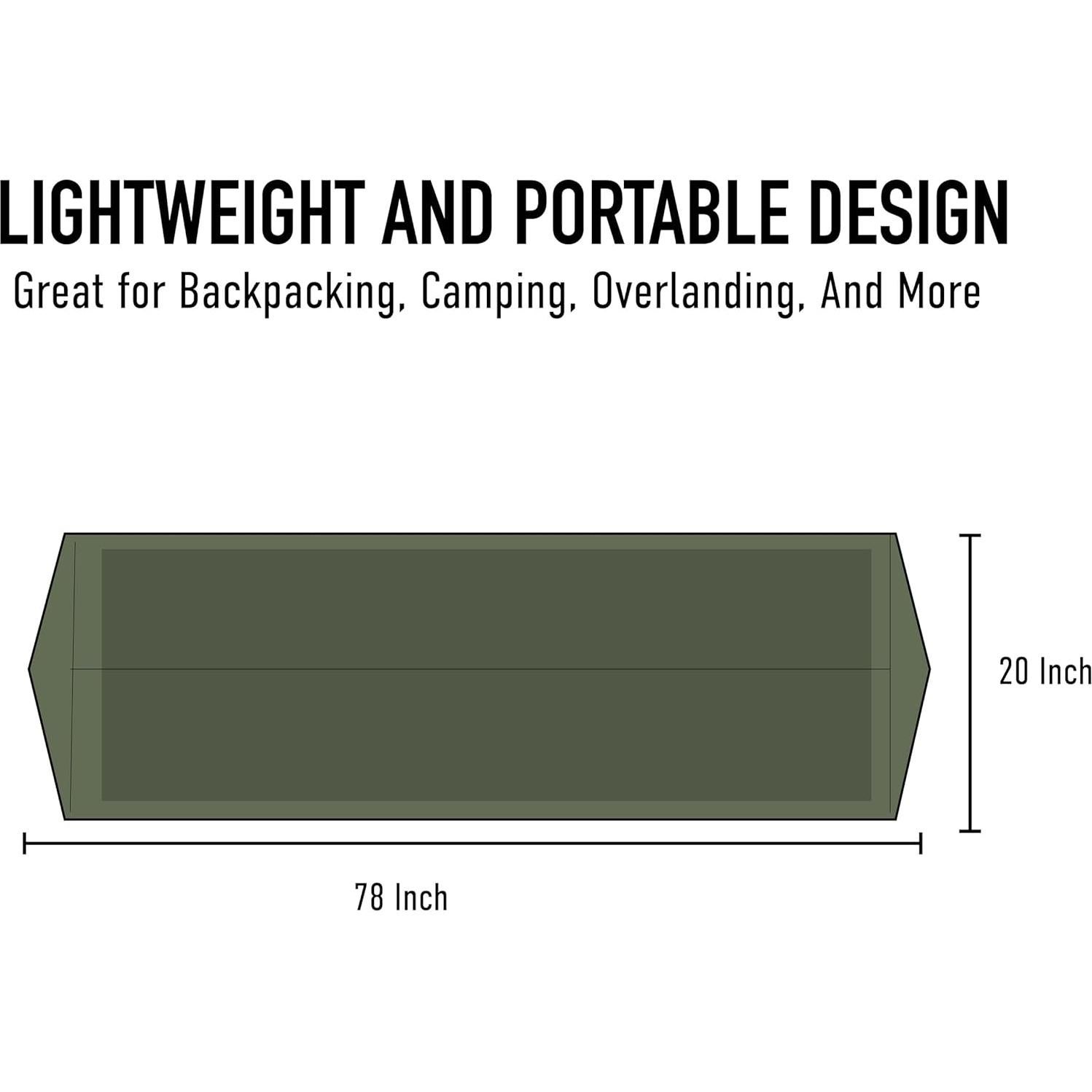 Hamaca de Camping Rothco con Red Antimosquitos y Techo de Lluvia - 198x51 cm - Verde Oliva
