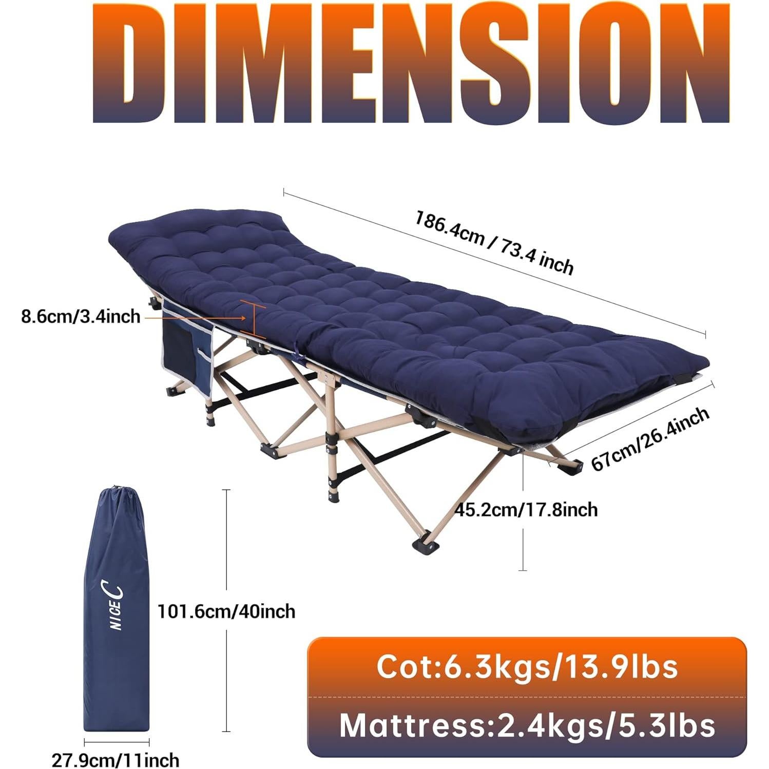 Cama de Camping Plegable Nice C con Colchón Marino 226kg