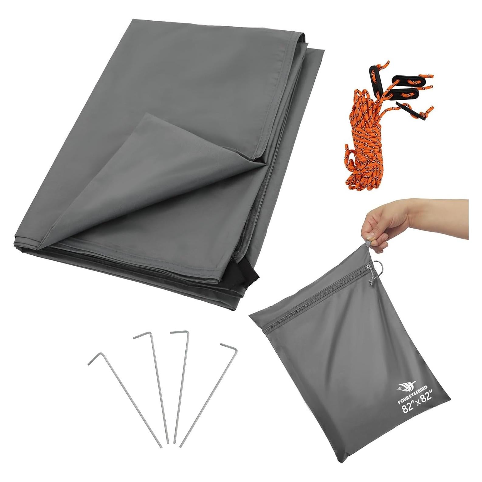 Camping Tarp Waterproof with Carry Bag for Under Tent, Ultralight Tent Footprint for Ground Camping Hiking (82" x 82")