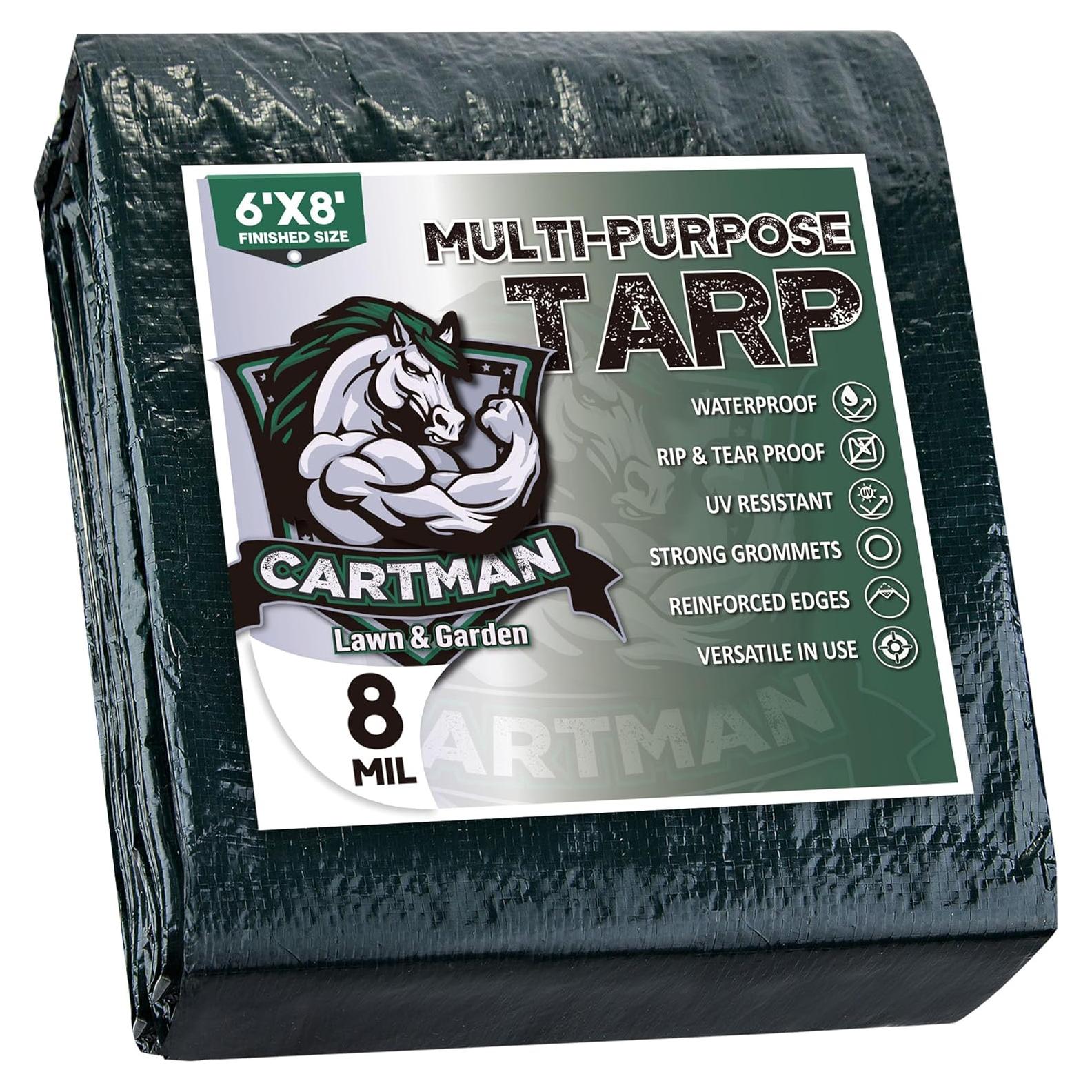 Lona Cartman Verde 1.83x2.44m Impermeable 8 Mil para Camping