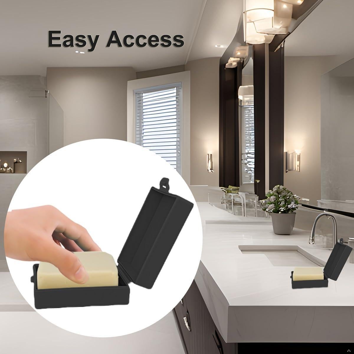 Estuche de Jabón Cuadrado Elimeta Negro Portátil para Viaje