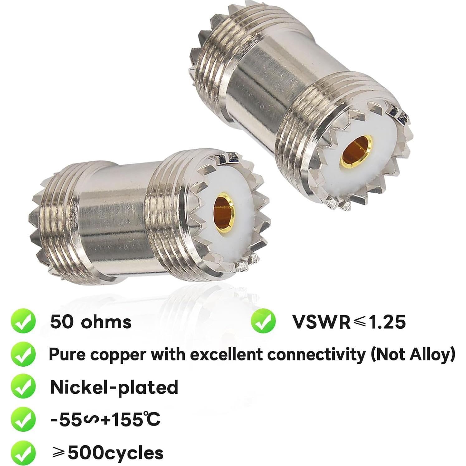 Adaptador UHF hembra a hembra BOOBRIE SO239 - 2 Piezas