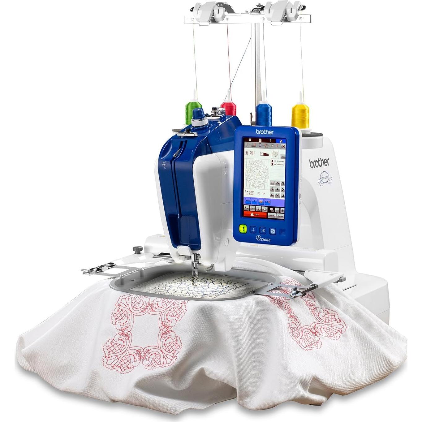 Brother Persona PRS100 Single Needle Embroidery Machine with 4-Spool Thread Stand and Free Arm Embroidery