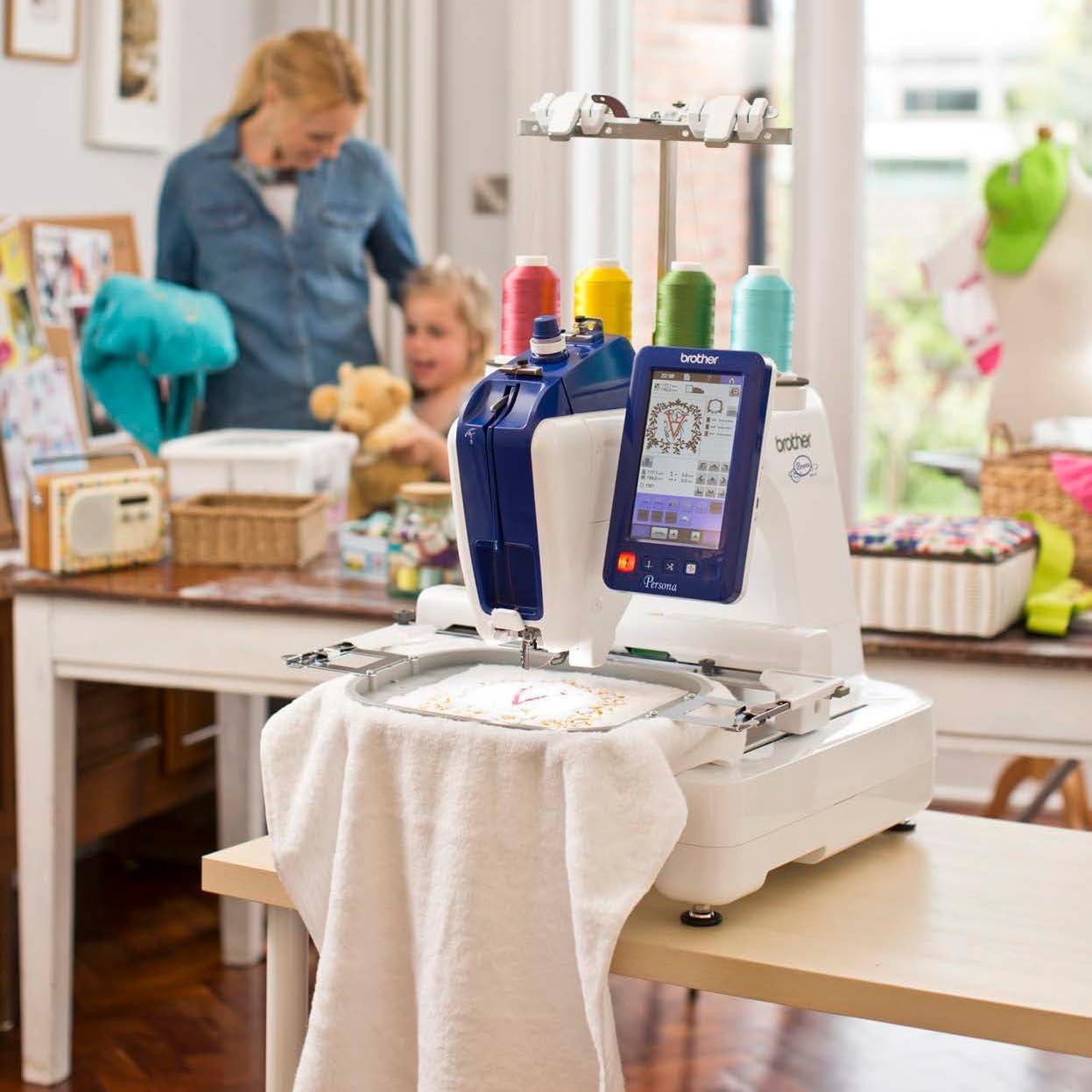 Brother Persona PRS100 Single Needle Embroidery Machine with 4-Spool Thread Stand and Free Arm Embroidery