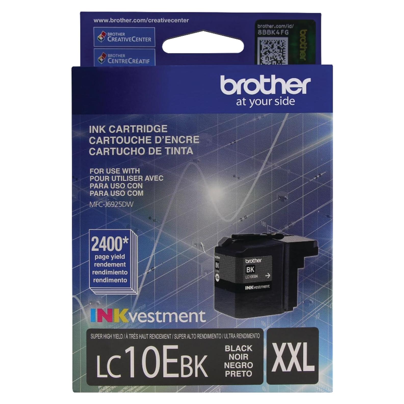 Cartucho de tinta negra Brother LC10EBK alto rendimiento 2400p