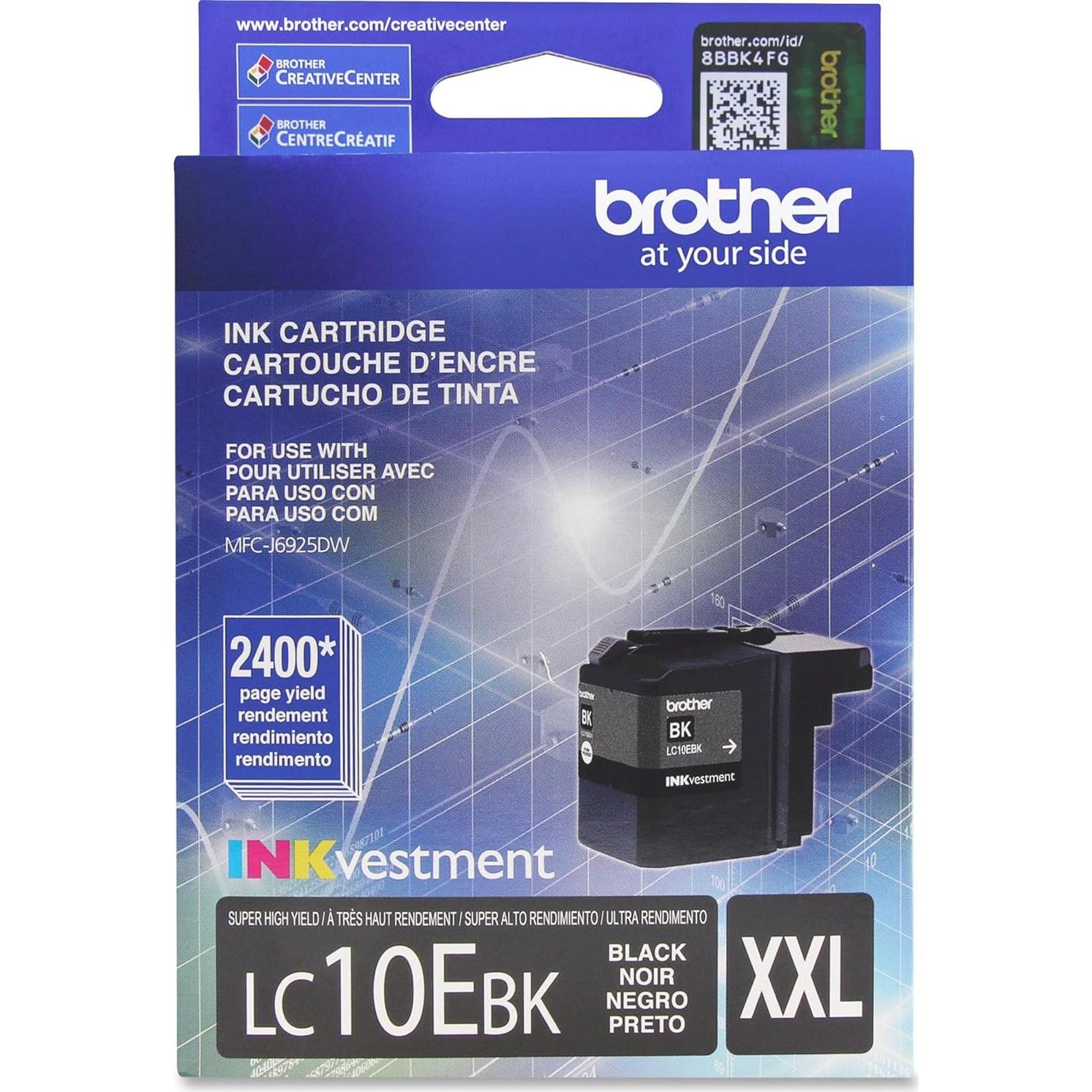 Cartucho de tinta negra Brother LC10EBK alto rendimiento 2400p