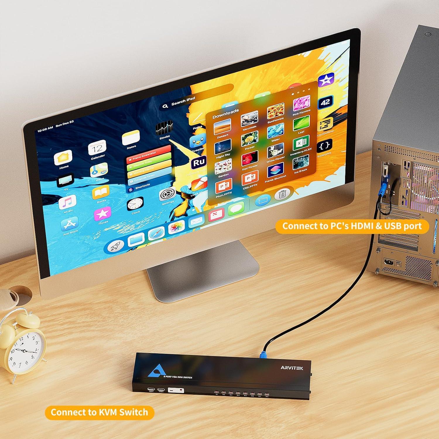 Cable KVM HDMI-USB 2-en-1 Arvitek 1.8m para conmutador