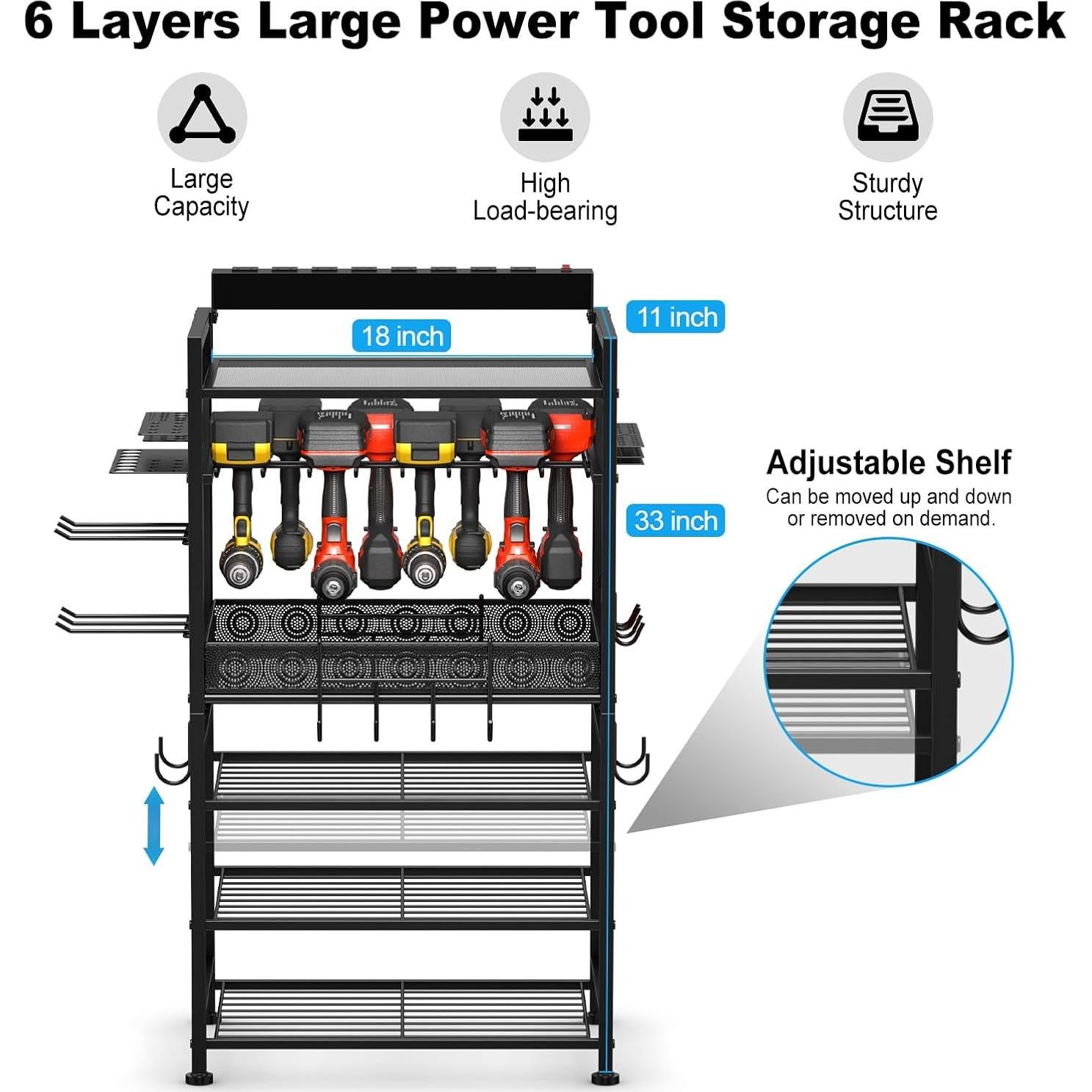 Organizador de Herramientas JUNNUJ con Estación de Carga 8 Salidas