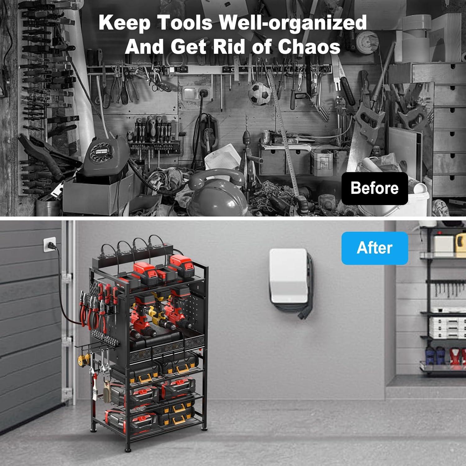 Organizador de Herramientas JUNNUJ con Estación de Carga 8 Salidas