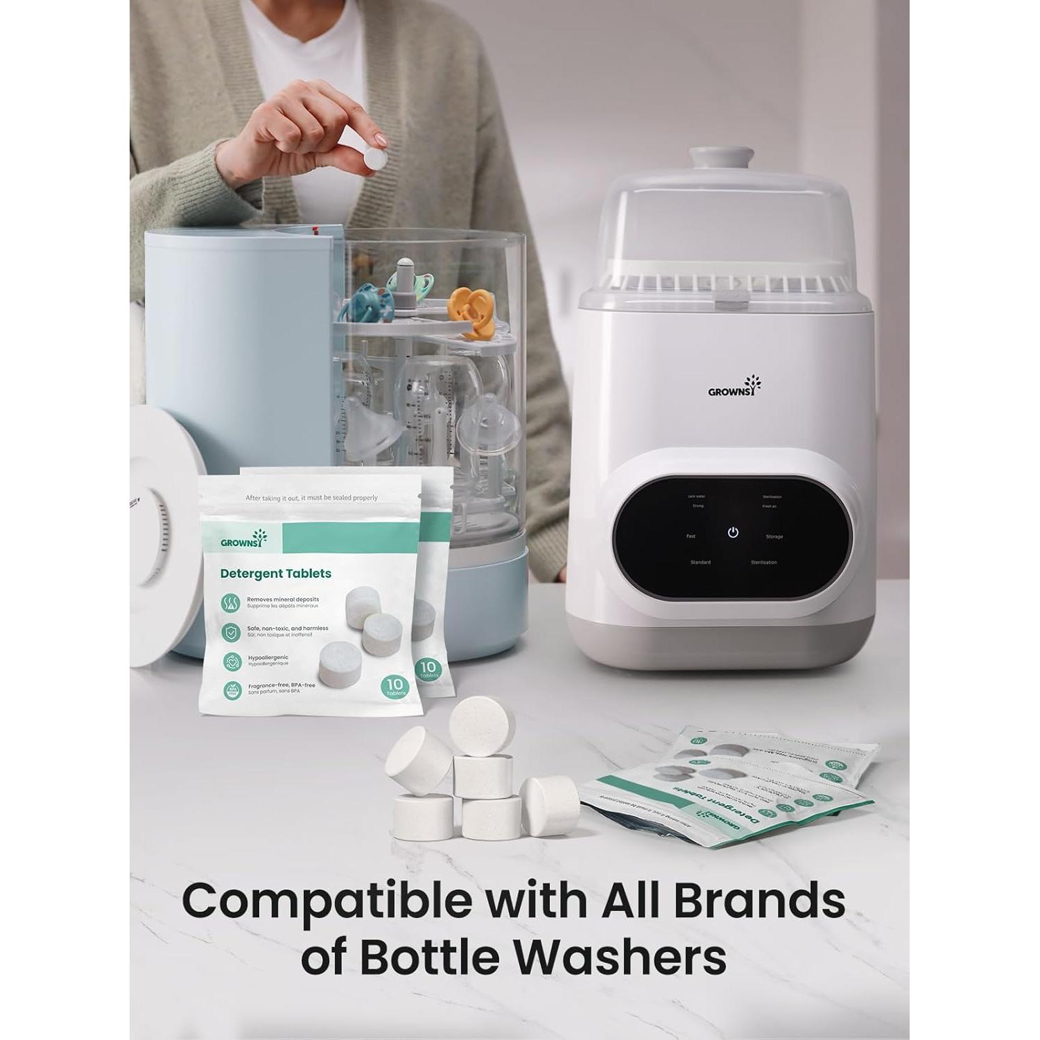 Tabletas de Lavado GROWNSY 40PCS para Lavadoras de Botellas