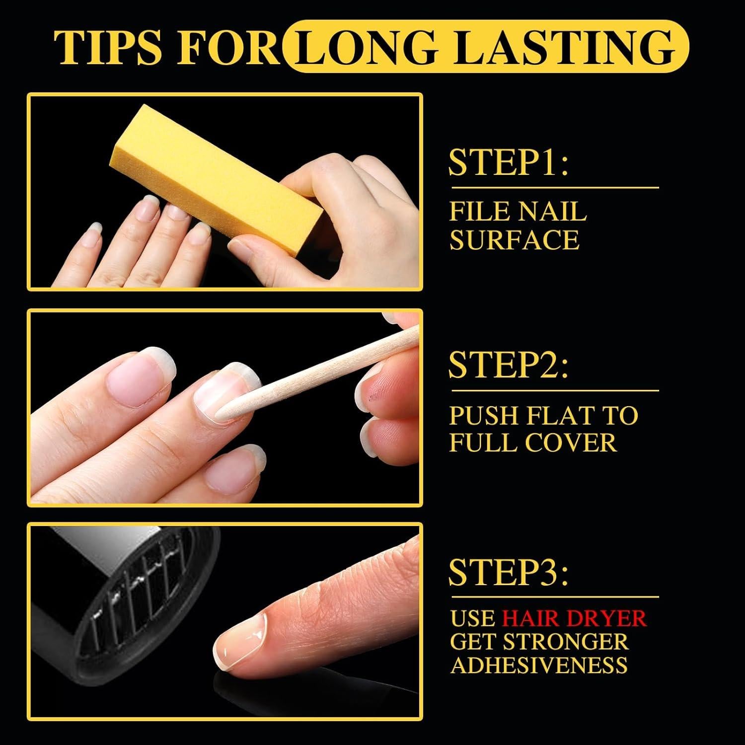 Pestañas Adhesivas para Uñas Postizas Teenitor - 300 Piezas