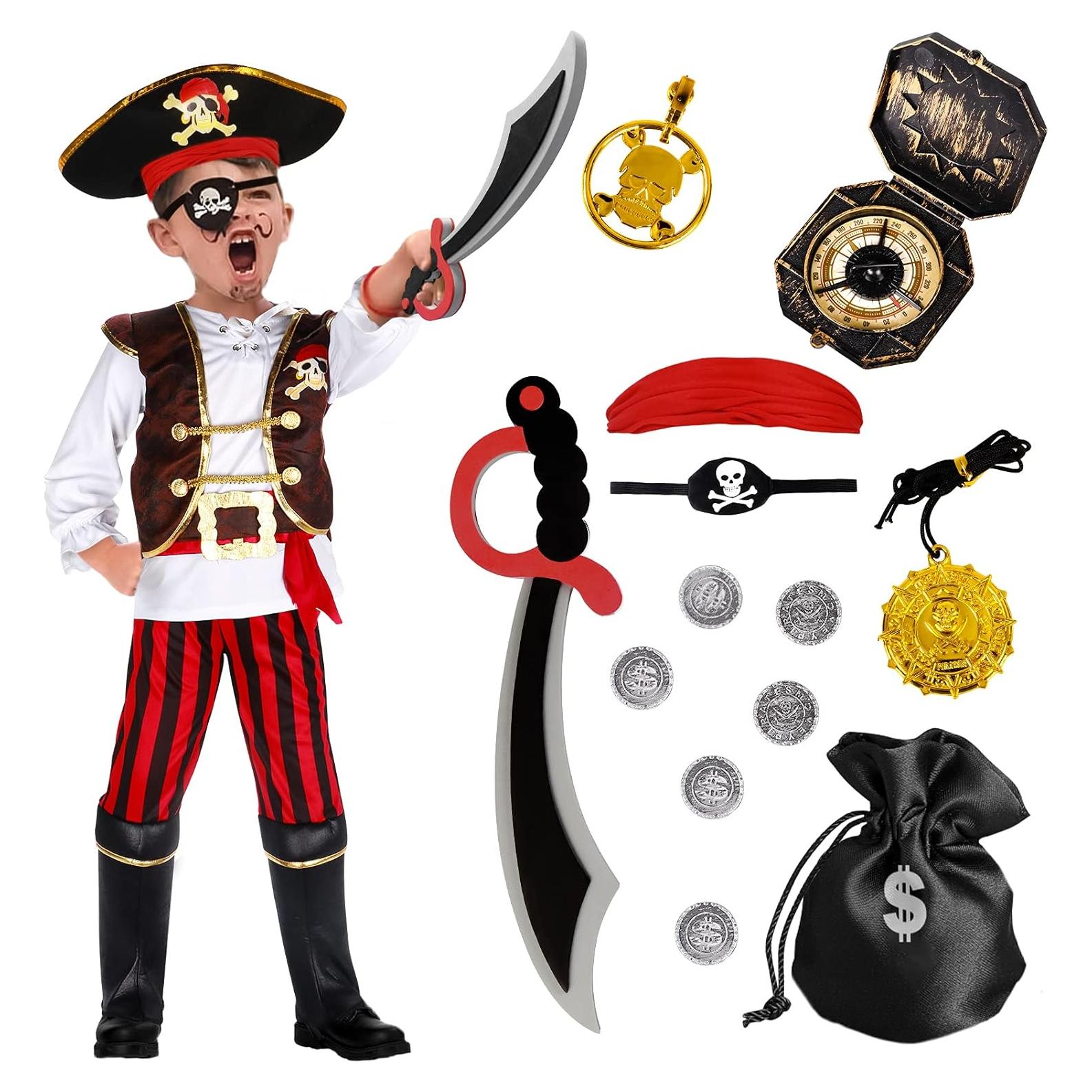 Disfraz de Pirata G.C para Niños con Accesorios - Talla 10-12 Años