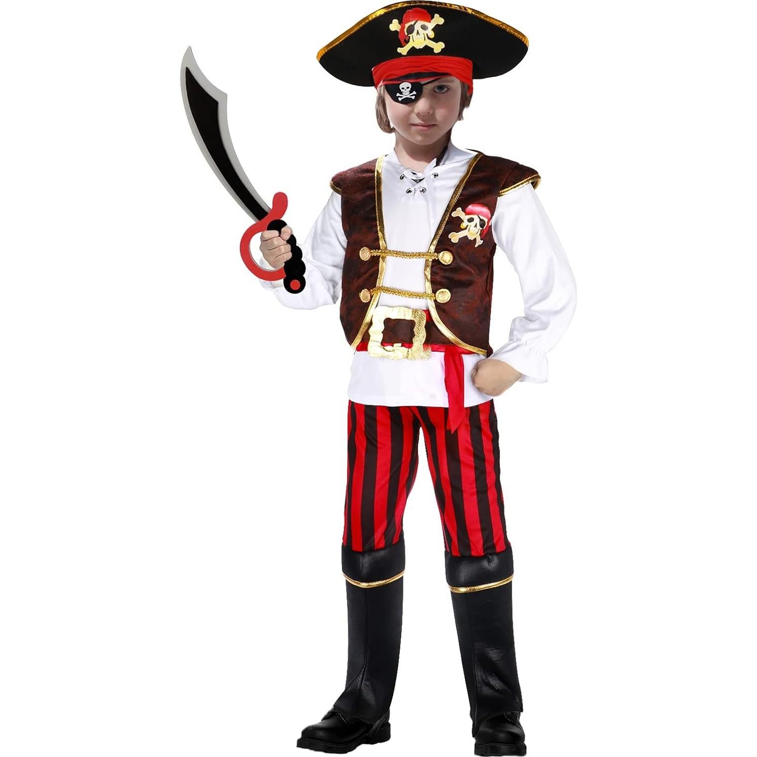 Disfraz de Pirata G.C para Niños con Accesorios - Talla 10-12 Años