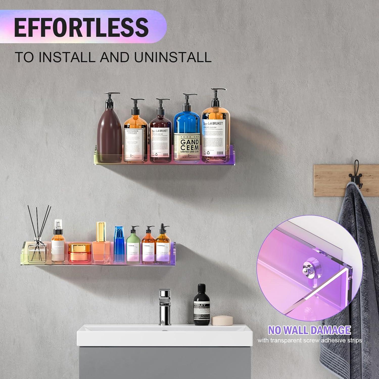 Estantes Flotantes de Acrílico Iridiscentes Bakzon - 2 Piezas