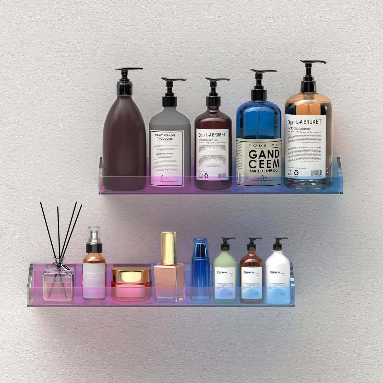 Estantes Flotantes de Acrílico Iridiscentes Bakzon - 2 Piezas