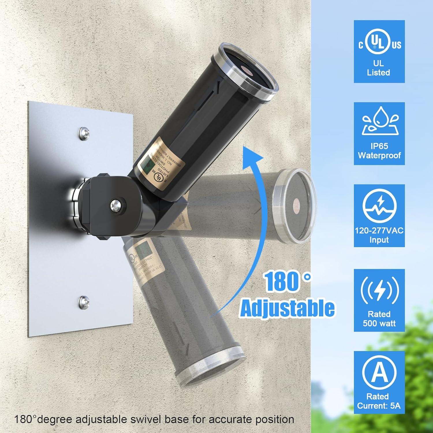 Paquete de 2 Sensores de Luz Exterior KUKUPPO IP65 100-277V