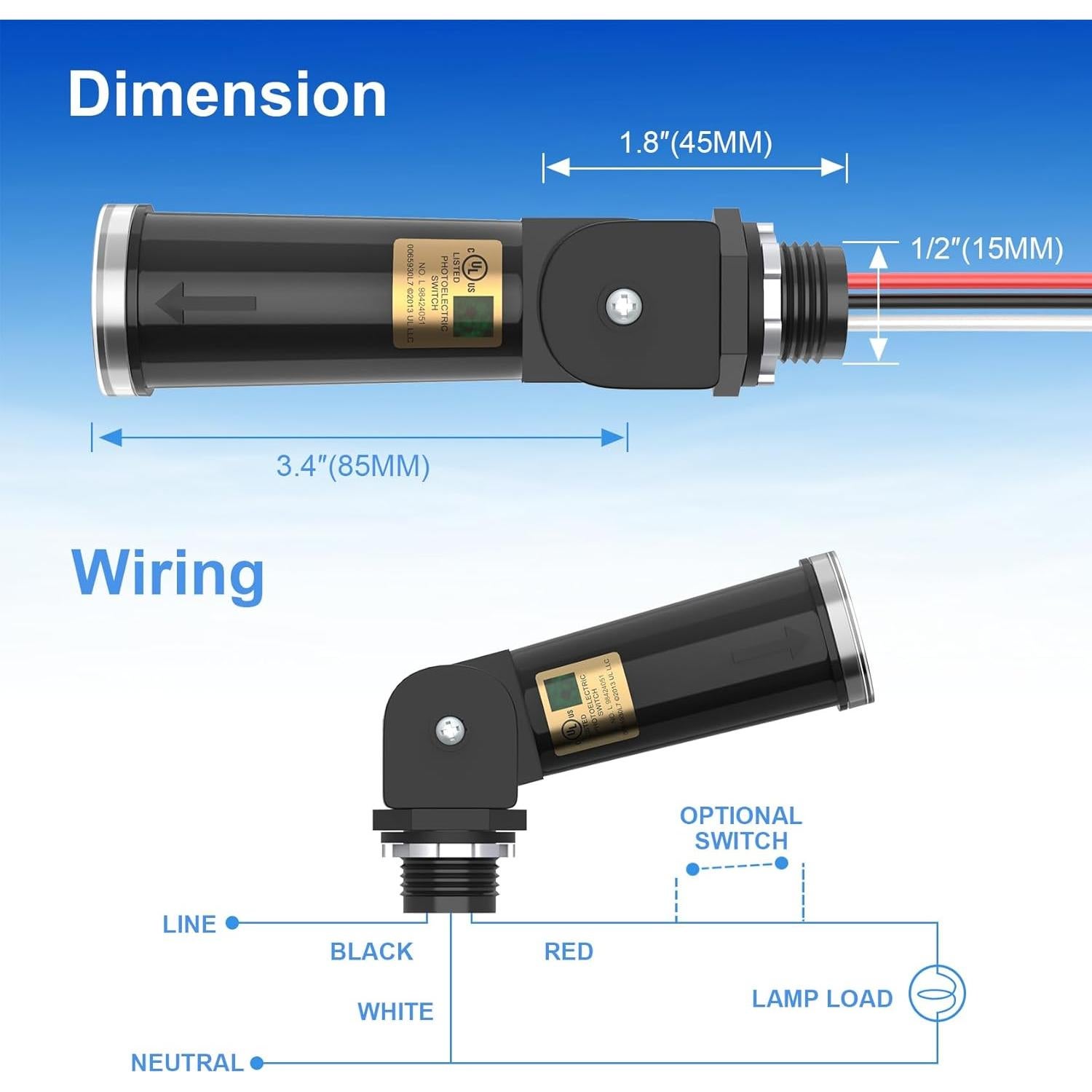 Paquete de 2 Sensores de Luz Exterior KUKUPPO IP65 100-277V