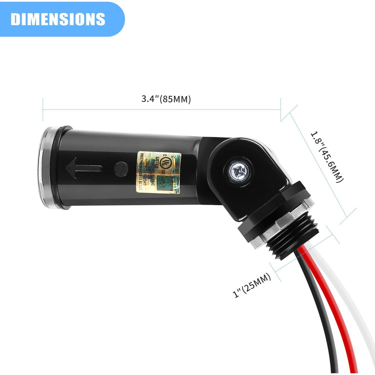 Paquete de 2 Sensores de Luz Exterior KUKUPPO IP65 100-277V