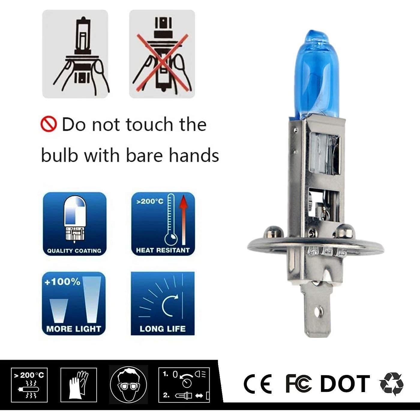 Bombilla Halógena H1 VEXONEYE 12V 55W Luz Blanca 5000K