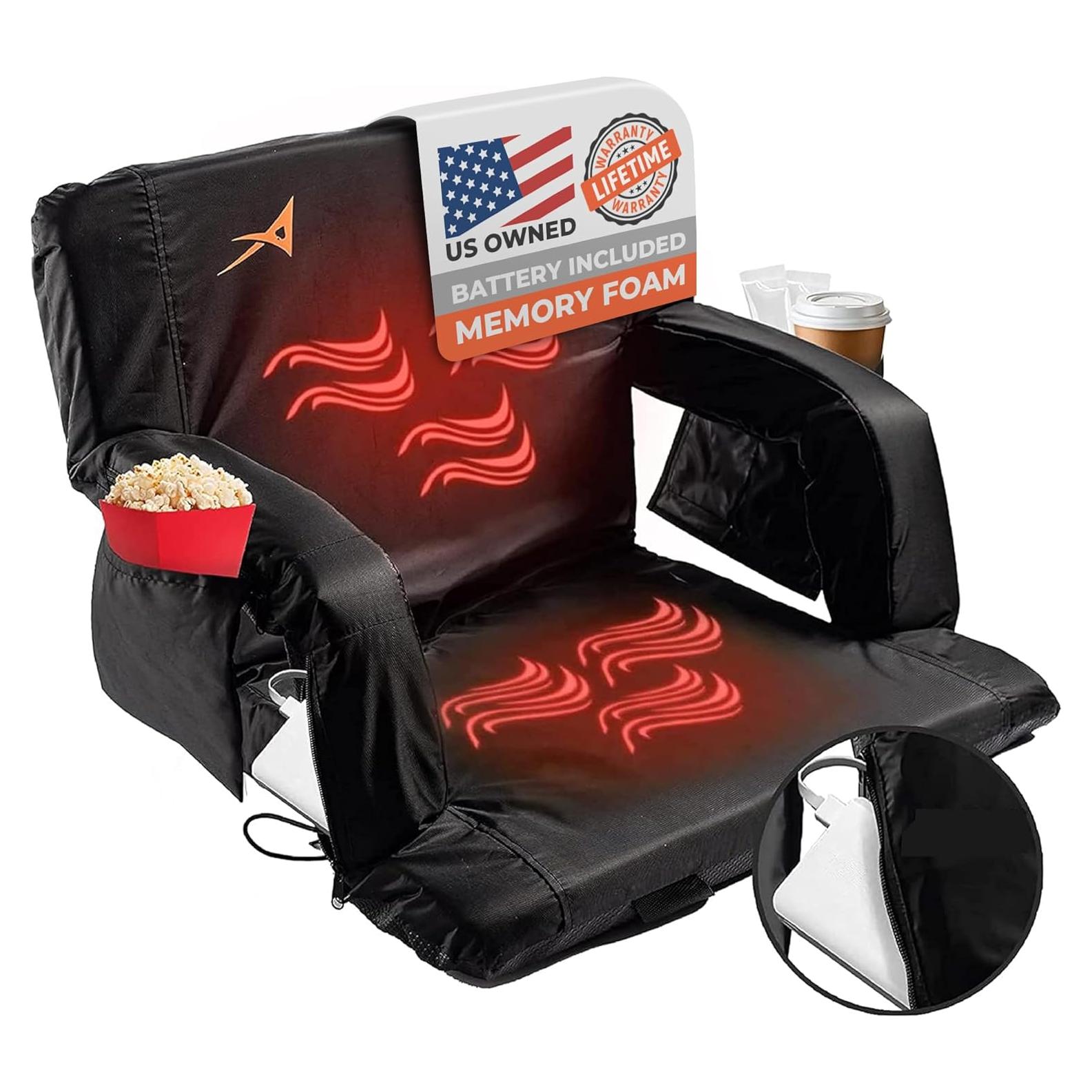 Asiento de Estadio Calentado ACELETIQS 66 cm Plegable con Soporte