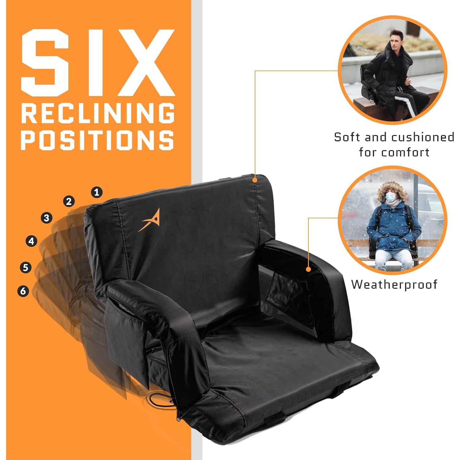 Asiento de Estadio Calentado ACELETIQS 66 cm Plegable con Soporte