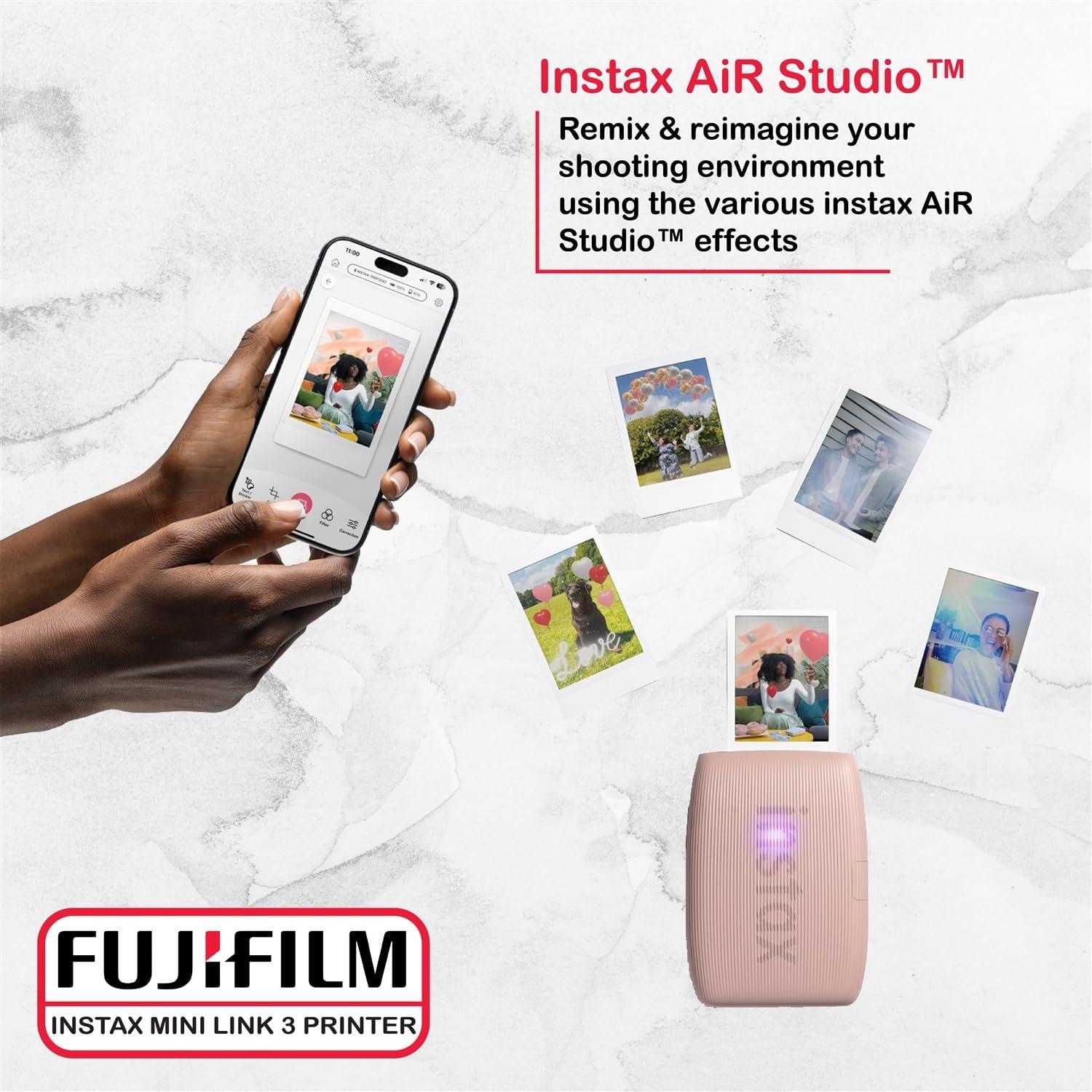 Impresora Fujifilm Instax Mini Link 3 + 40 Hojas + Funda Rosa