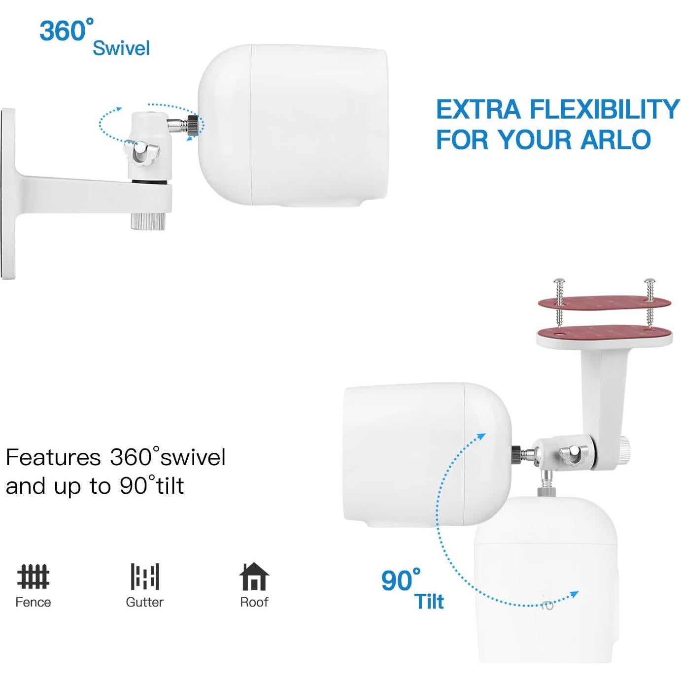 Soporte de Pared Ajustable para Cámaras Arlo - 2 Pack Negro