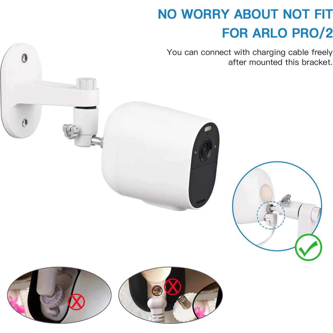 Soporte de Pared Ajustable para Cámaras Arlo - 2 Pack Negro