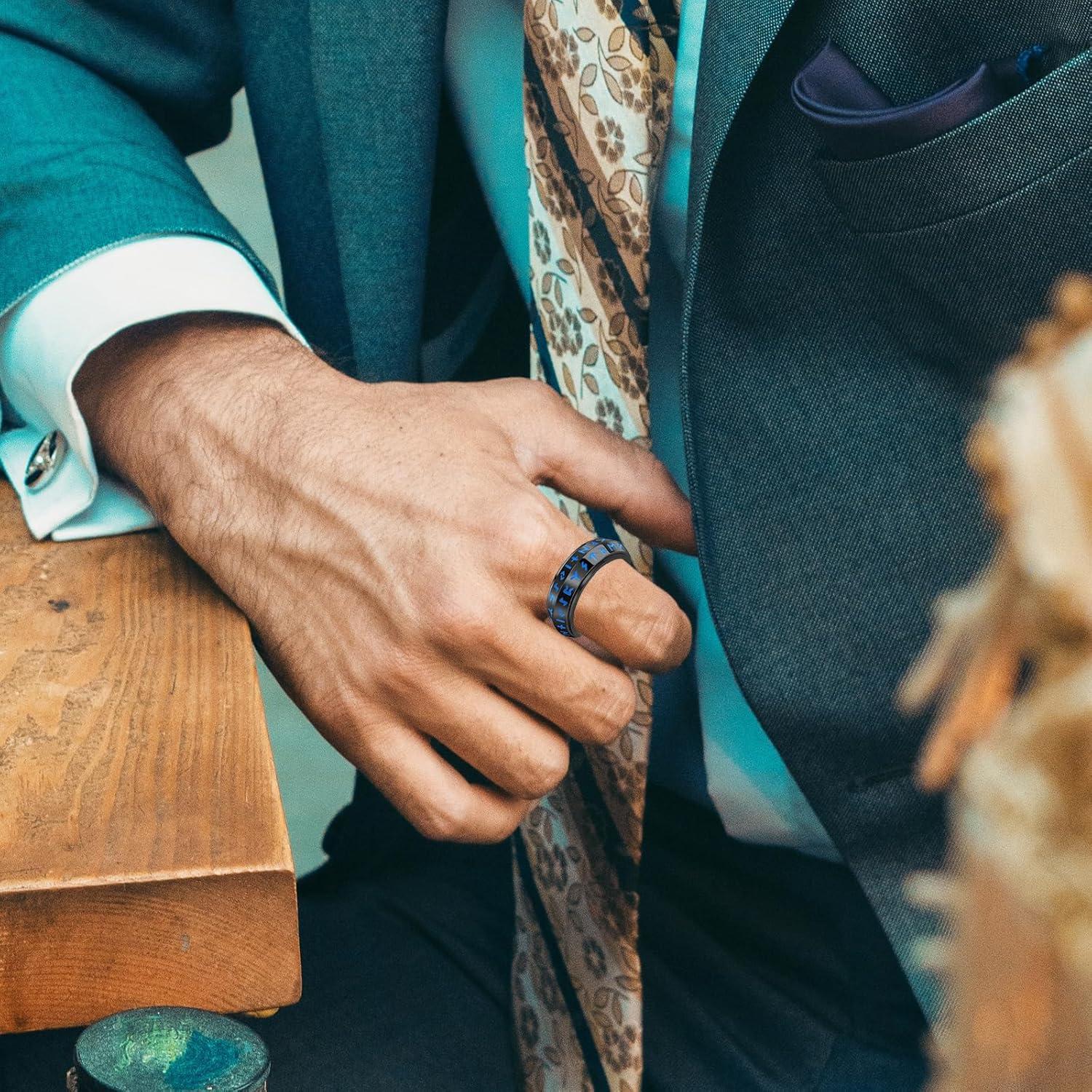 Anillo giratorio de ansiedad Viking de acero inoxidable 8 mm