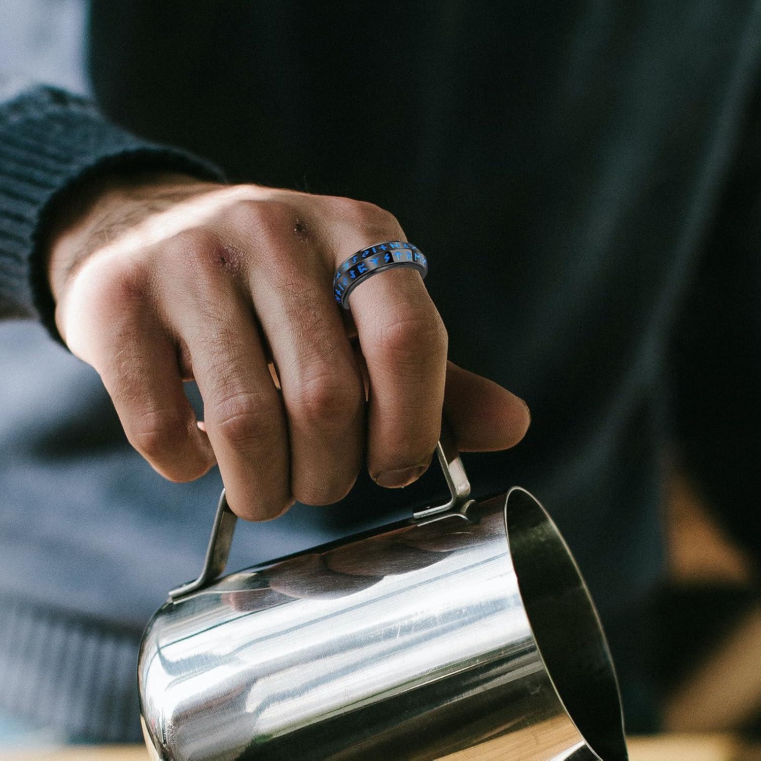 Anillo giratorio de ansiedad Viking de acero inoxidable 8 mm